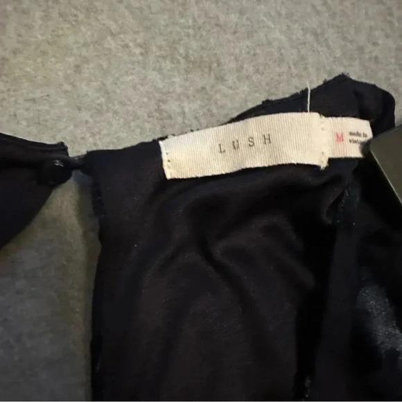 Lush blue velvet romper long bell sleeve medium v neck burnout - Picture 8 of 9
